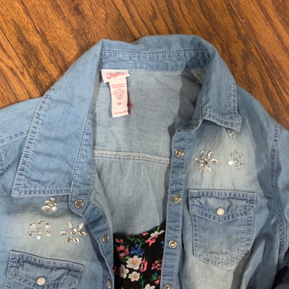 Justice Flower Dress with Jean Jacket - Picture 3 of 3